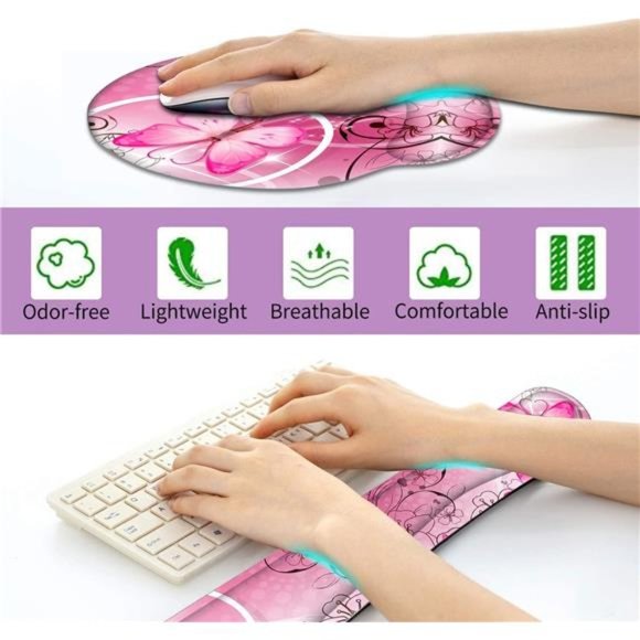 Keyboard Wrist Rest and Mouse Pad with Wrist Support, Memory Foam Set for Gaming - Picture 5 of 6